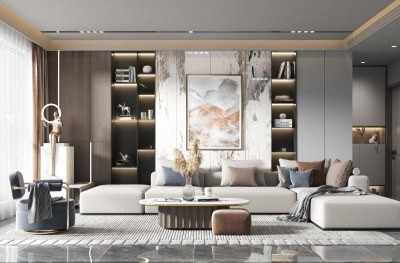 现代家居客厅3D模型下载